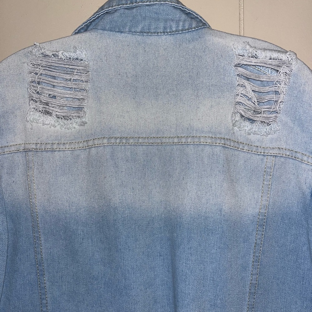 Ina Light Blue Distressed Jean Jacket - Picture 9 of 10